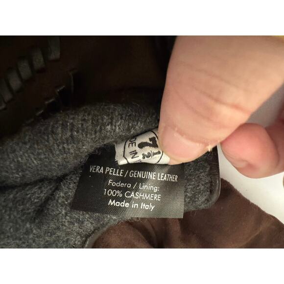 Luxury Italian Brown Suede leather Gloves – Cashmere Lined, Size 7.5 - Picture 7 of 8